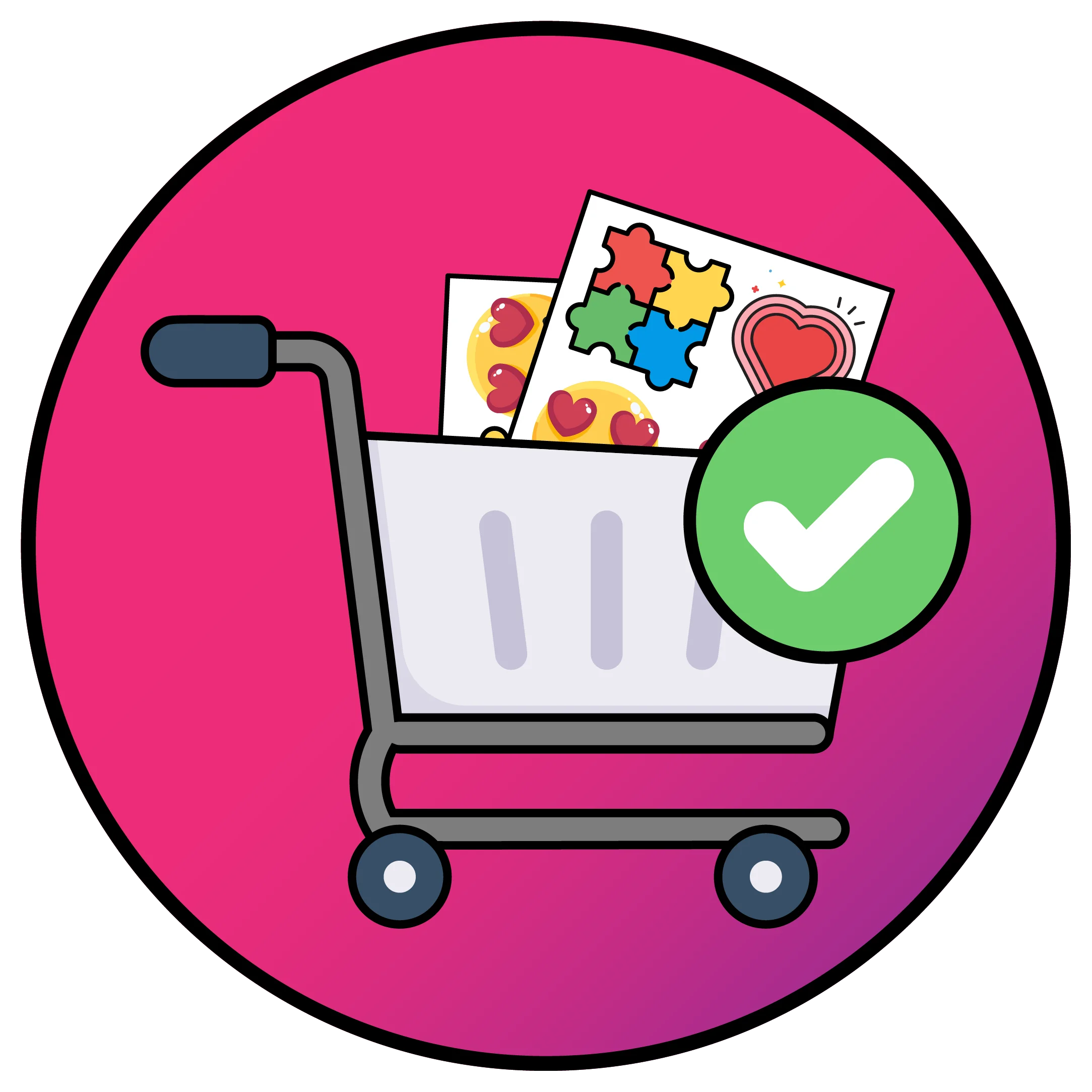 Shopping cart with gang sheets, checkout confirmation