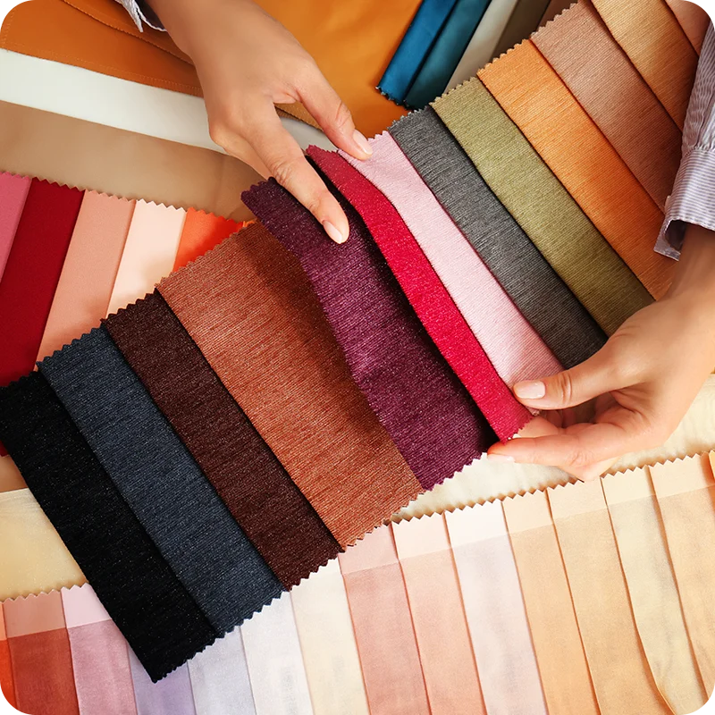 Types of fabric for DTF printing: cotton, polyester, and blends.