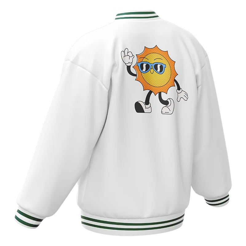 Jacket with sun and glasses design on the back, ideal for a modern and striking style.