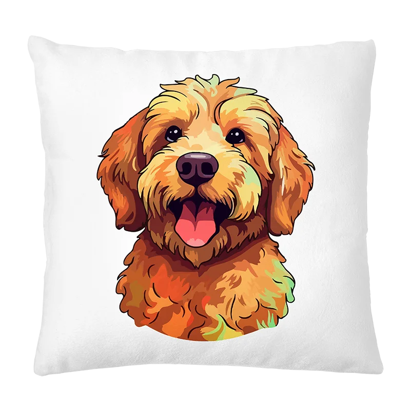 Decorative cushion with DTF puppy design, ideal for personalizing spaces.